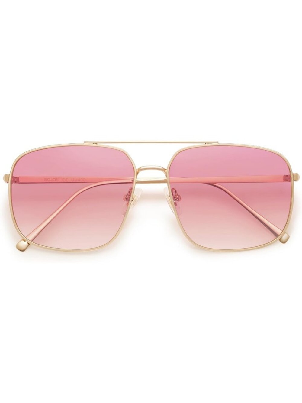 Trendy Square Aviator Sunglasses for Women & Men, Gold Frame, Gradient Tint